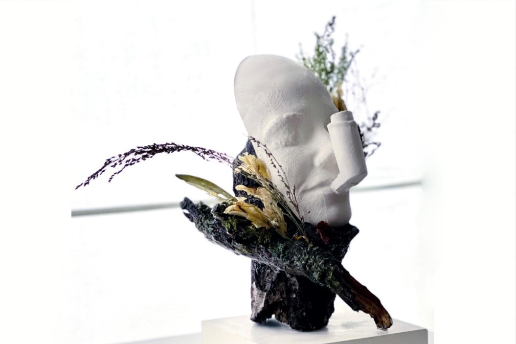 Demeter 2022  Pollution Absorbing NOXORB,  and natural found objects, resin 